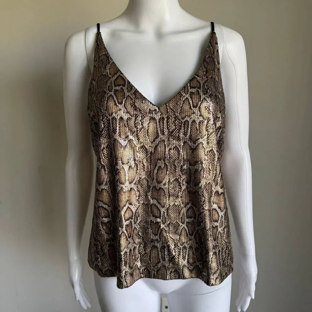 L’AGENCE Metallic Snakeskin Print Camisole Tank Top Size S NWT